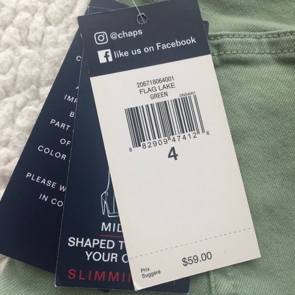 Chaps Flag Lake Pale Aloe Midrise Slimfit Capri Jeans - Picture 8 of 11